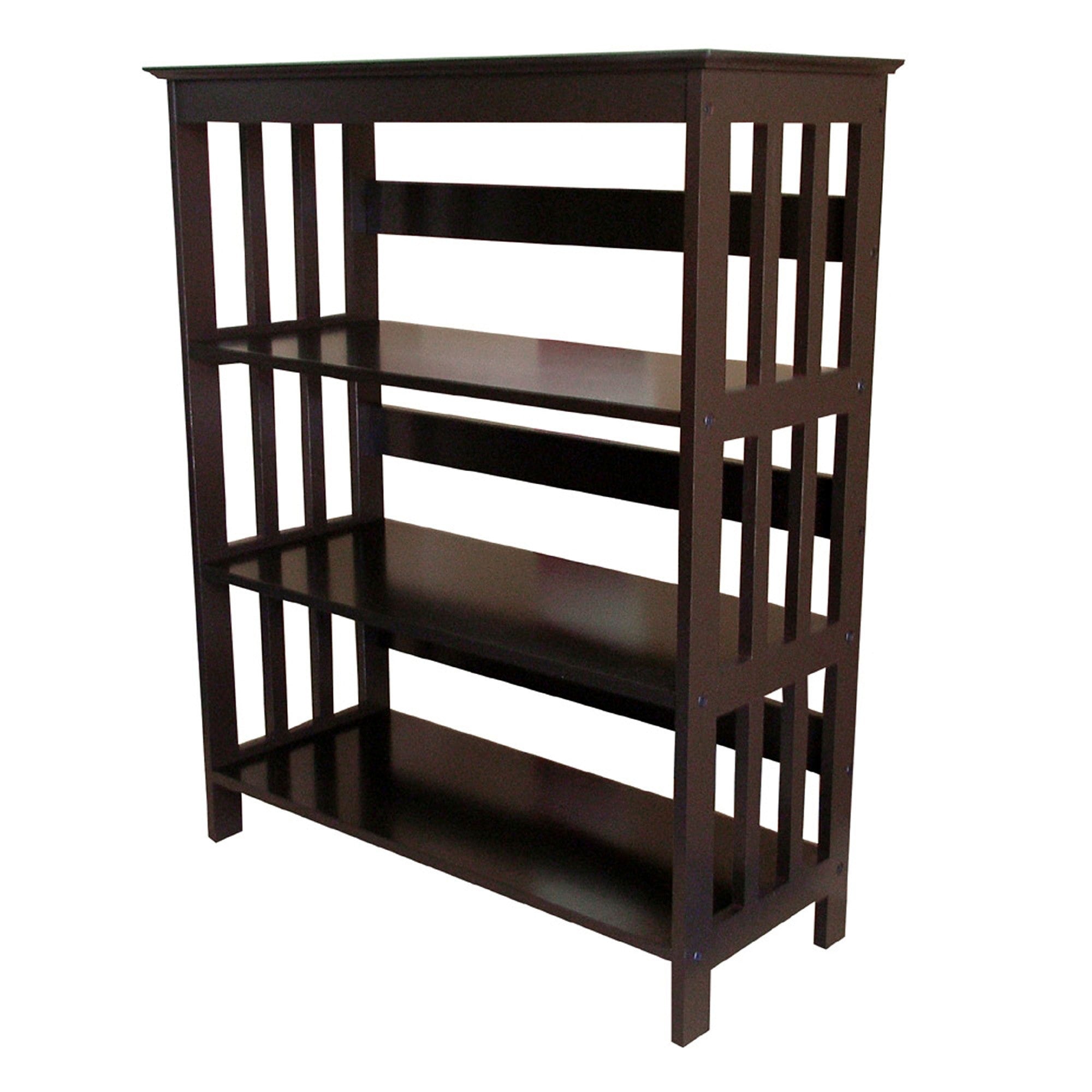 Dark Espresso Mission Style Three Shelf Bookcase