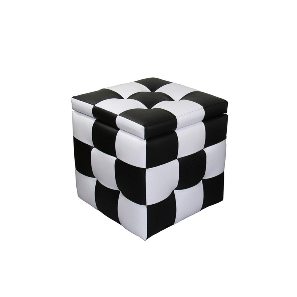 Set of Two Black and White Storage Ottoman Cubes