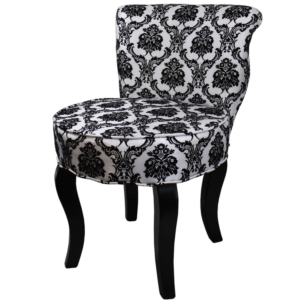 Modern Black and White Damask Accent Chair