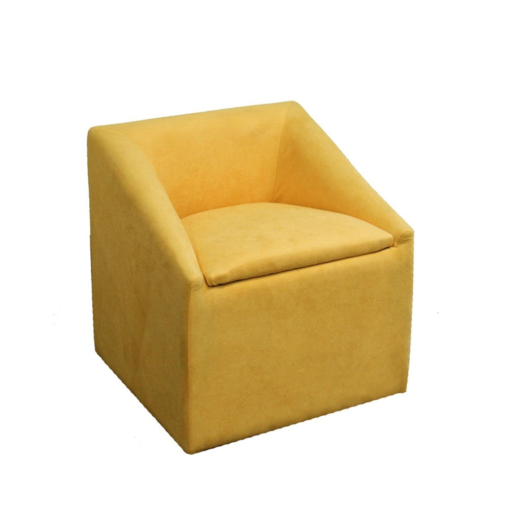 21" Modern Yellow Gold Cubed Accent Storage Chair