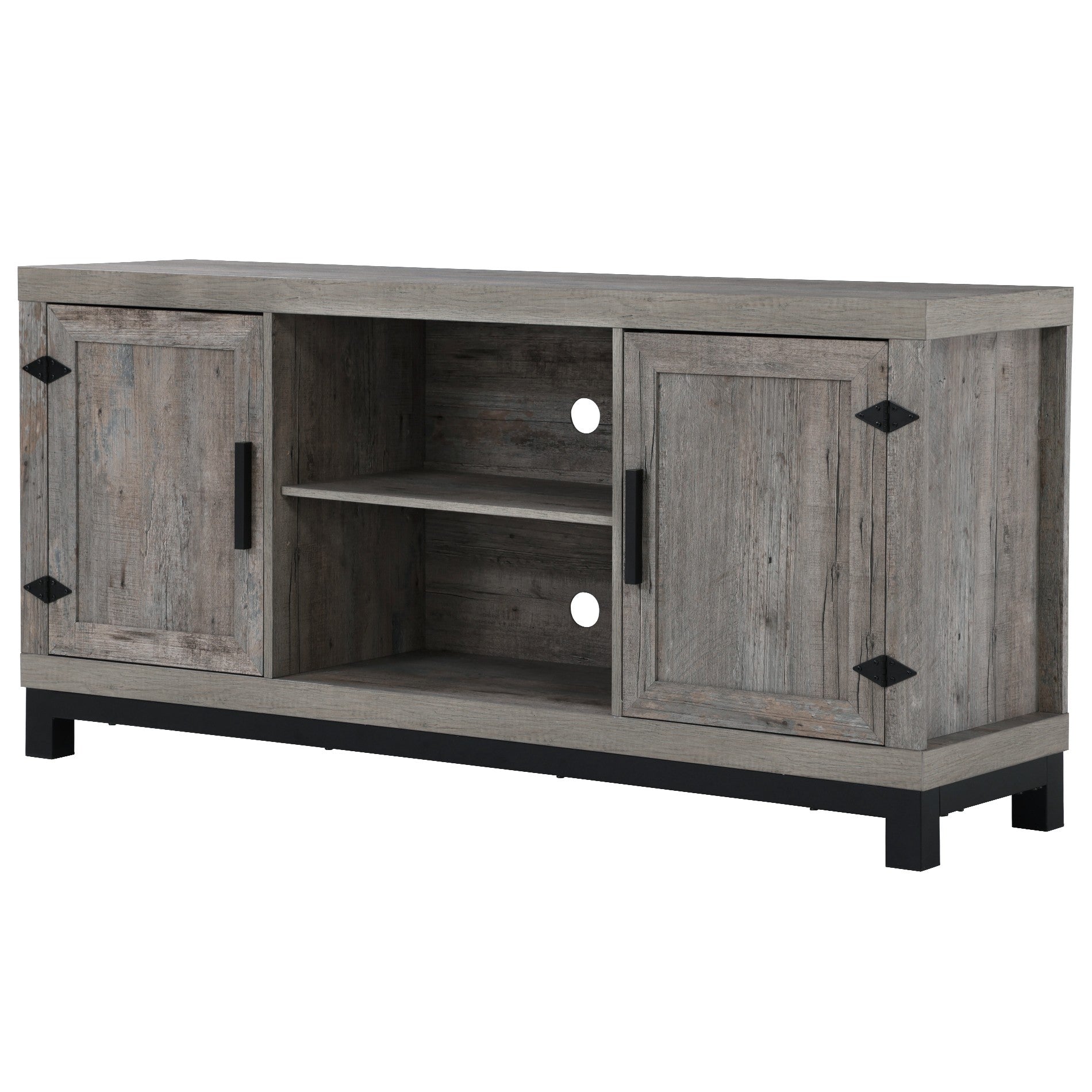 Rustic Gray Classic TV Stand with Adjustable Shelves