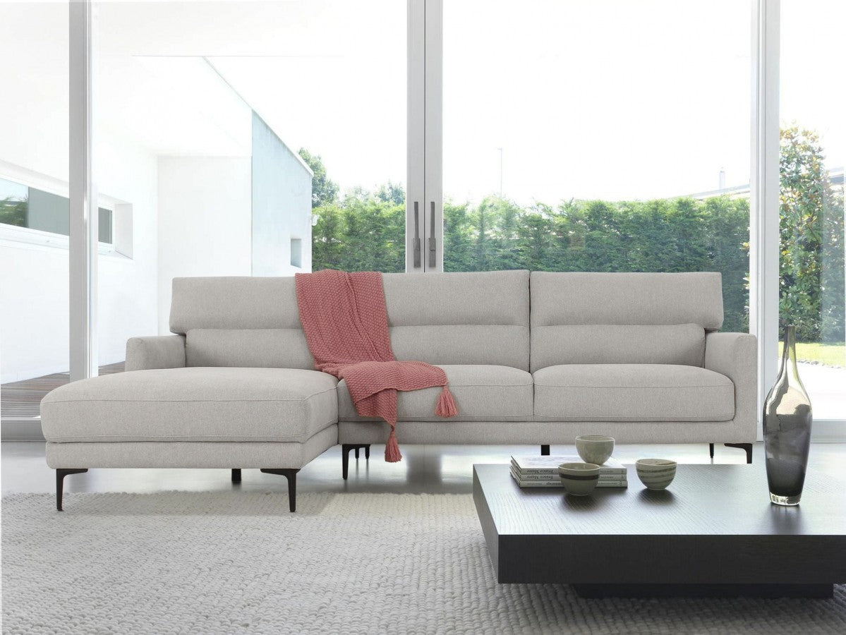 Contemporary Dove Gray Squared Edge Left Facing Sectional Sofa