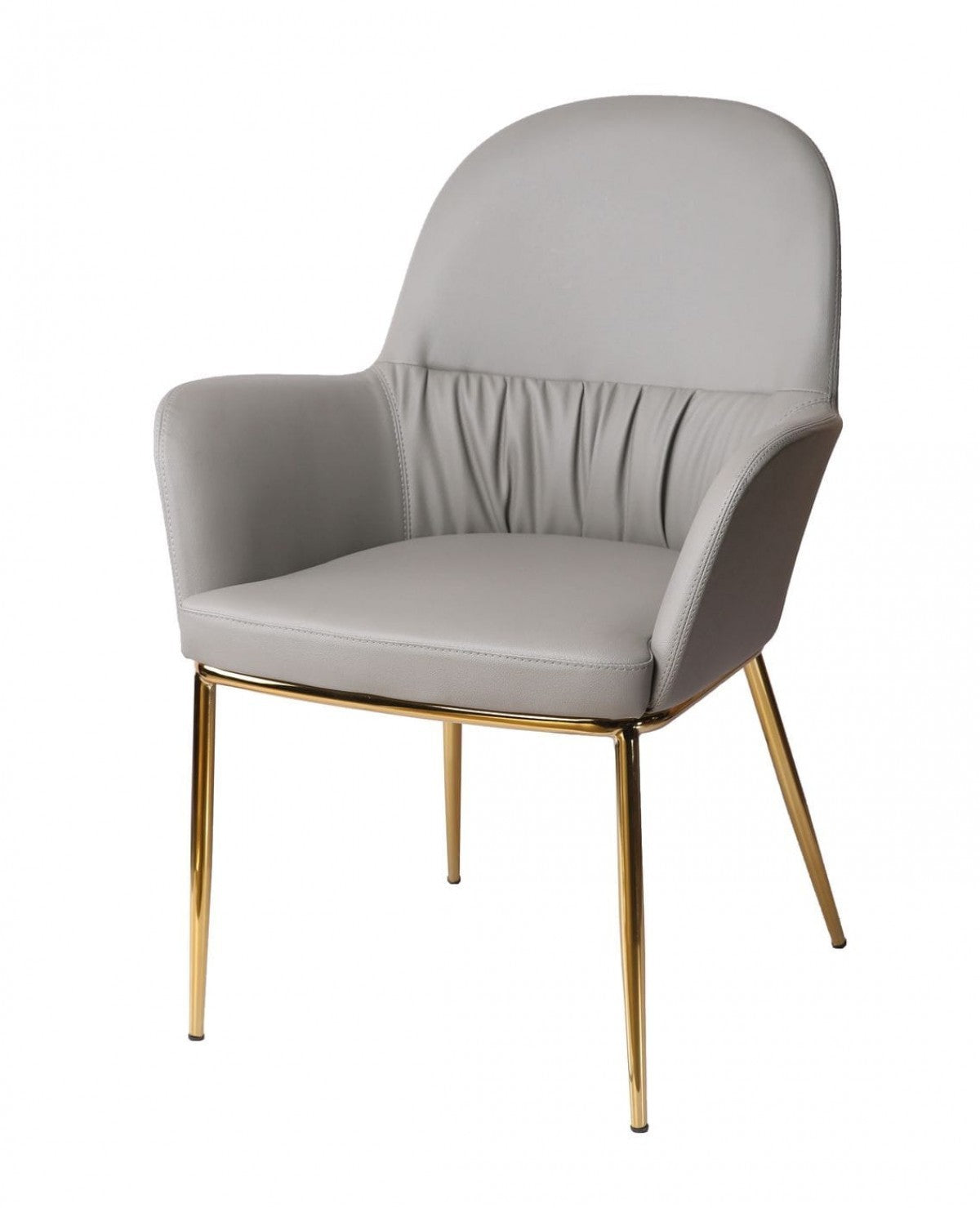 34" Mod Gray Faux Leather and Gold Accent Chair