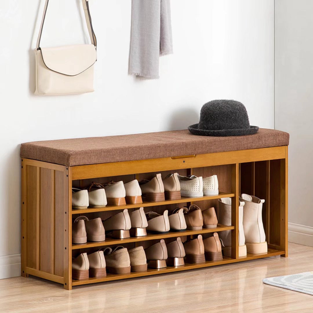 Stylish Brown Wood Shoe Rack And Bench