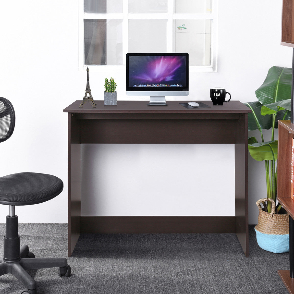 Minimalist Dark Walnut Work and Study Table